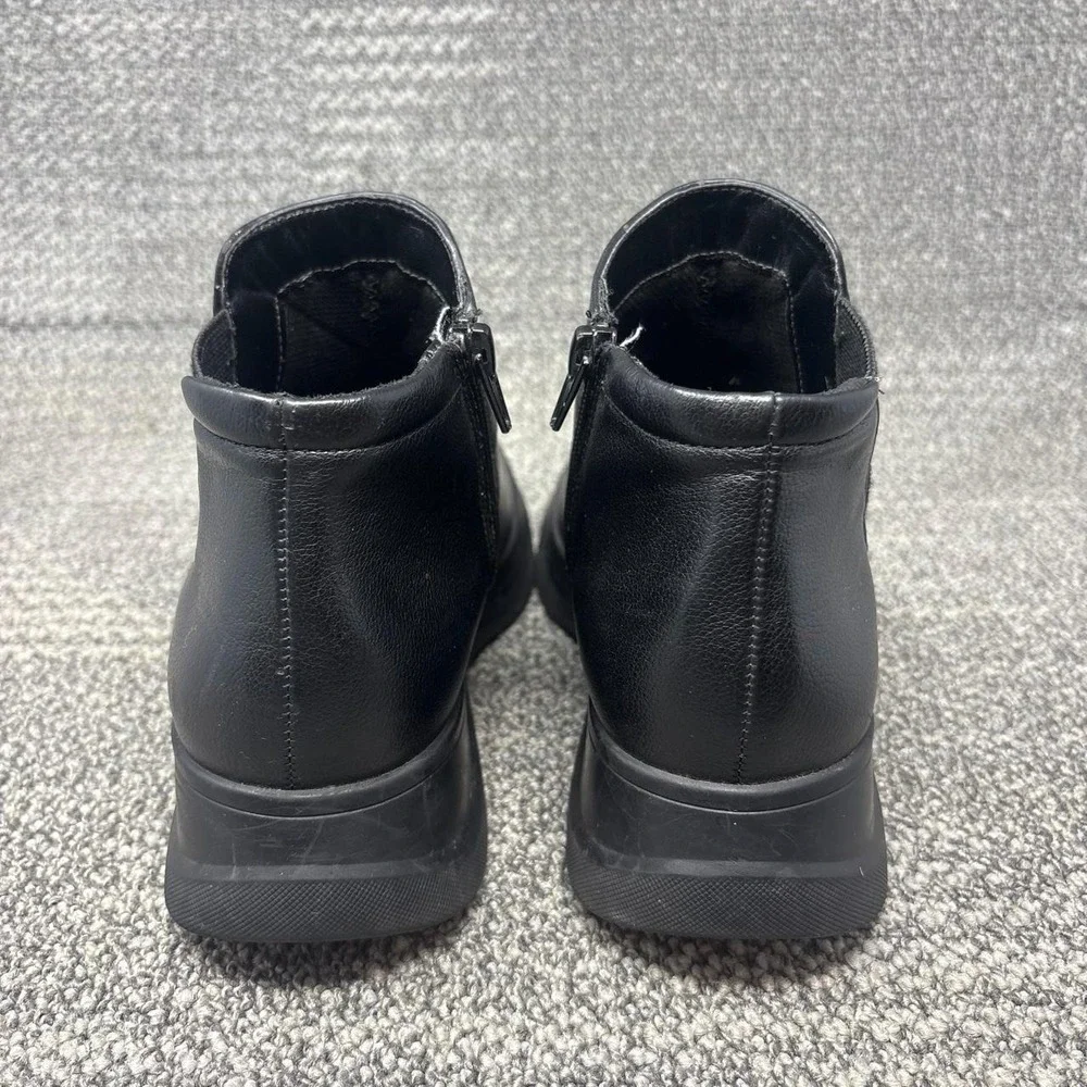 Naturalizer Black Leather Chelsea Ankle Boots Comfort Wedge Zip booties Womens 8